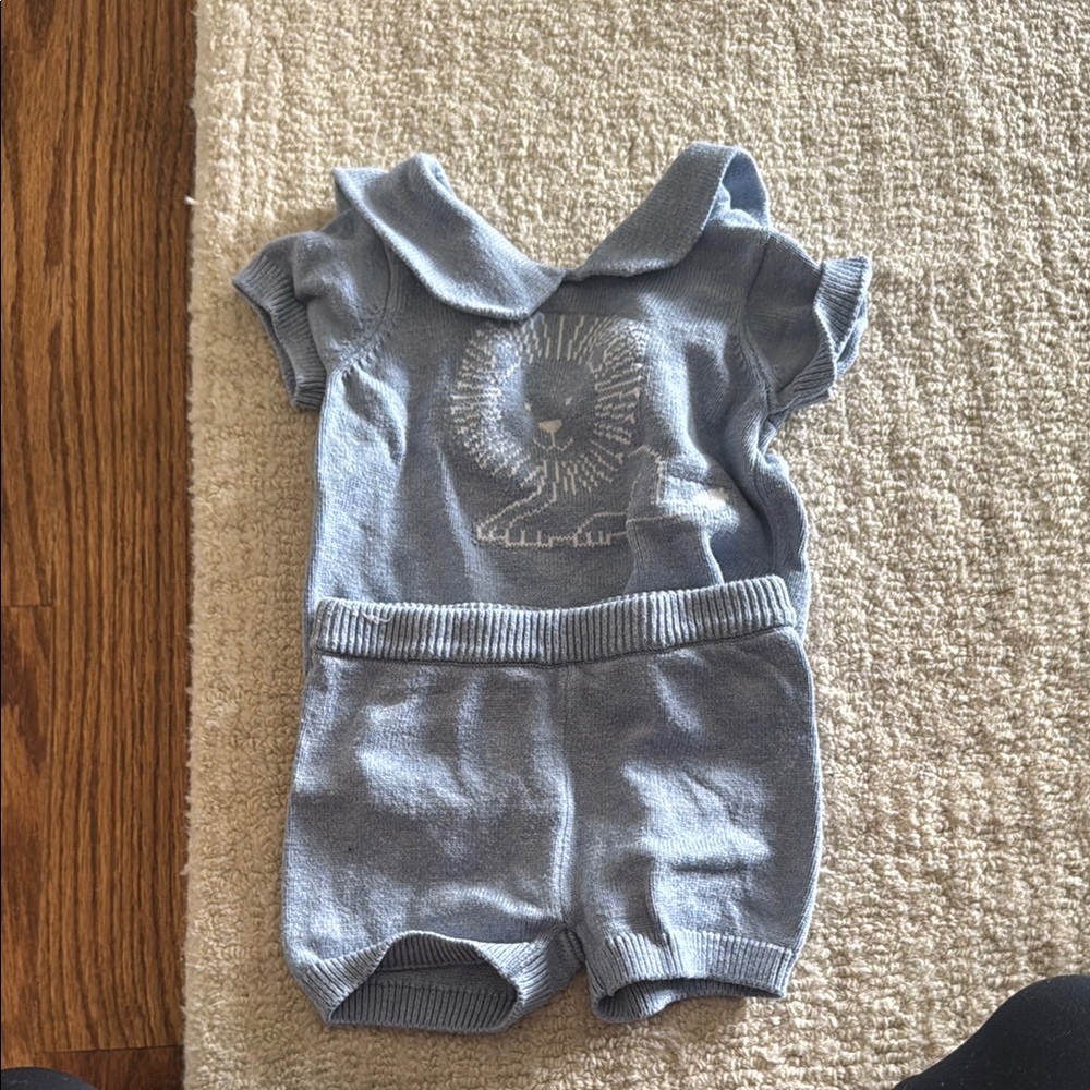 Janie and Jack Adorable Blue Knit Baby 2 piece set